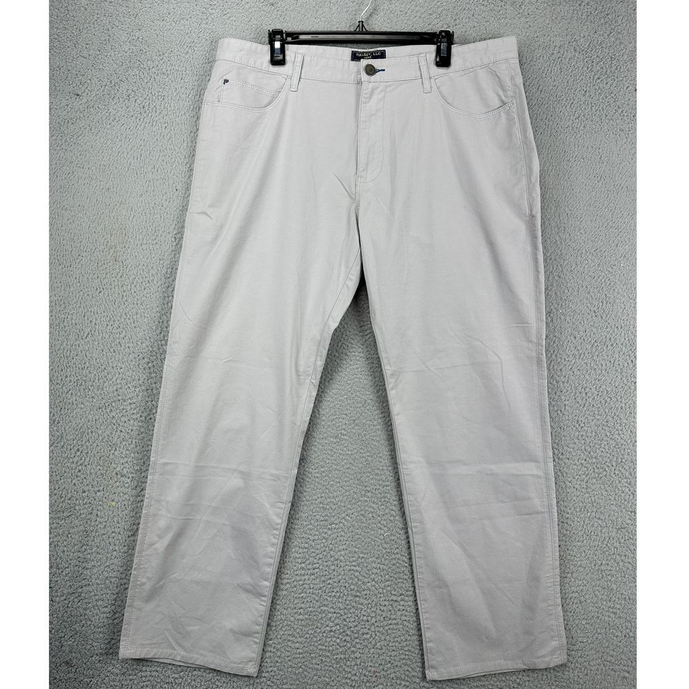 Halsey‎ 44 Khakis Pants Mens 38 Light Grey Stretch Flat Front Straight 5 Pocket